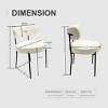 White Boucle Dining Chairs Set of 2,Mid-Century Modern Curved Back Upholstered Kitchen Chairs with Black Metal Legs-Baofuwish - 4 of 4