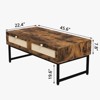 46" Rattan Coffee Table - Mid-Century Modern Design, Metal Frame, 2 Drawers for Storage, and Durable Construction - 3 of 4