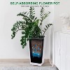 22.4" Tall Black Taper Planter Set of 2 – Indoor & Outdoor Self-Absorbing Resin Plant Pots with Shelf Insert, Black - 2 of 4