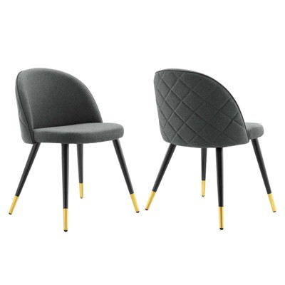 Set of 2 Cordial Upholstered Fabric Armless Dining Chairs Gray - Modway