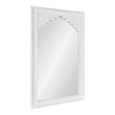 24" x 36" Shivani Wood Framed Decorative Wall Mirror White - Kate & Laurel All Things Decor