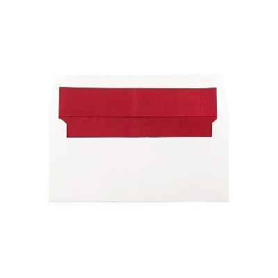 JAM Paper 3 7/8 x 8 1/8 Foil Lined Invitation Envelopes White with Red Foil 71565I