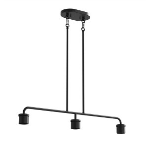 YANSUN 3-Light Island Pendant Light Fixture, Black, E26, No Bulbs, No Glass - 1 of 1