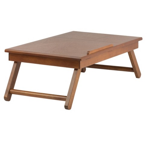 Alden Lap Desk, Flip Top with Drawer, Foldable Legs Teak Brown - Winsome - image 1 of 4
