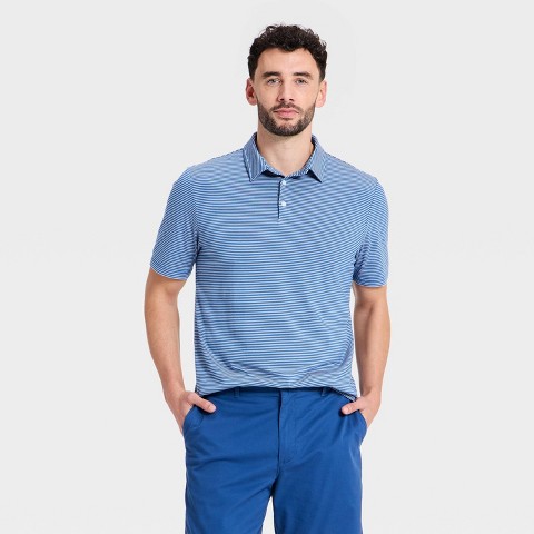 Мужские рубашки Goodfellow & Co Men's Comfort Wear Polo Shirt - Goodfellow & Co™ Navy Blue Striped L