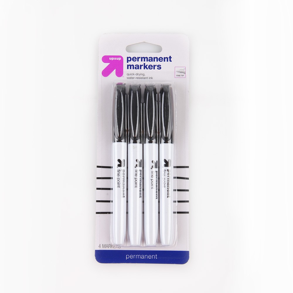 Photos - Felt Tip Pen 4ct Permanent Markers Fine Tip Black - up & up™