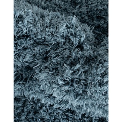 Aegean Blue High-Pile Shag Synthetic Area Rug 3'3" x 5'3"