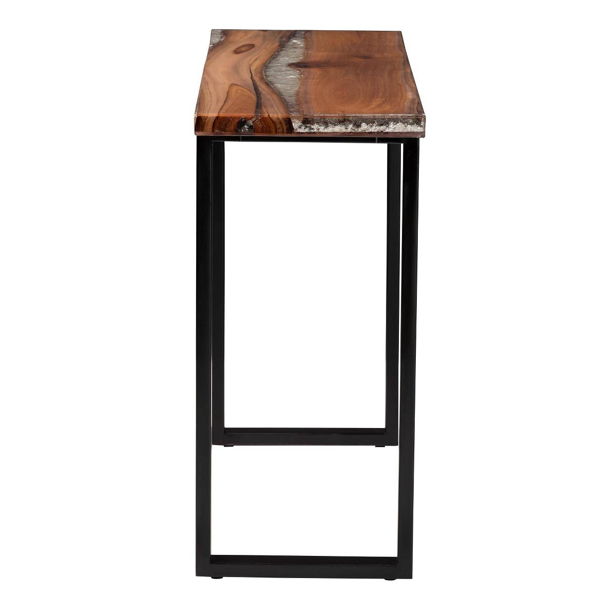 bali & pari Apio Wood Epoxy Resin Console Table with Glass Inlay Natural Brown/White/Black - thumbnail 3