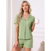 INSPIRE CHIC Women's 2 Pcs Lounge Set Button Down Short Sleeve Tops with Shorts Casual Pajama Sets - 2 of 4