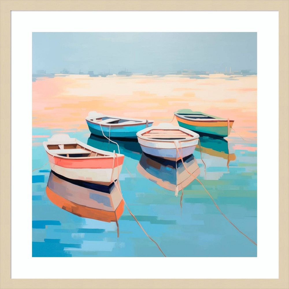 Amanti Art 25x25 Harbor Haven Boats I by Irena Orlov Wood Framed Wall Art Print