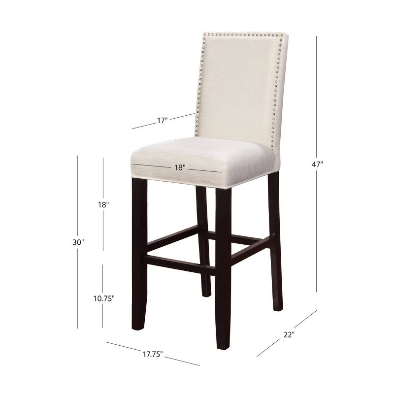 29&#34; Stewart Padded Back and Seat Faux Leather Upholstered Barstool - Glitz White - Linon, 4 of 5
