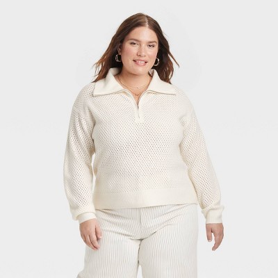 Women's Quarter Zip Collared Pullover Sweater - Universal Thread™