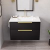 Hyleory 36 inch Wall Mounted Bathroom Vanity with Resin Sink Two Large Storage Drawers and Side Towel Rack - 3 of 4