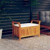 vidaXL Patio Storage Bench with Cushion Loveseat Outdoor Solid Wood Acacia - White 35.8" x 19.7" x 23.6" - 2 of 4