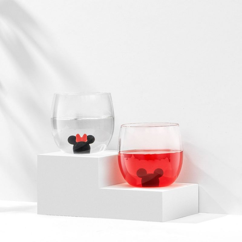 JoyJolt Disney Mickey & Minnie Icon Stemless Wine Glass - 10 oz - Set of 2, 3 of 7