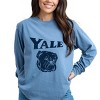 Yale Bulldog Distressed - Women's Garment Dyed Long Sleeve Graphic T-Shirt - 3 of 4