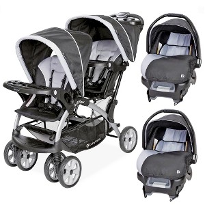 Baby Trend Sit N Stand Compact Easy Fold Double Stroller with 2 Baby Infant Car Seat Carriers and Cozy Cover - 1 of 4