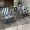 Tangkula 3 Pieces Patio Folding Chair Set w/ 2 Chairs & Glass Round Coffee Table Porch Deck Backyard - 3 of 4