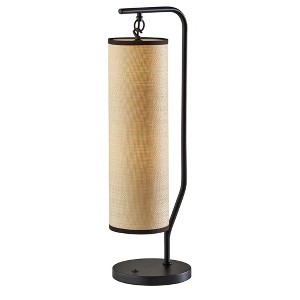 Adesso Lyons Table Lamp Black: ETL Listed, Metal Base, Paper Shade, 1-Way Switch, No Assembly Required - 1 of 4