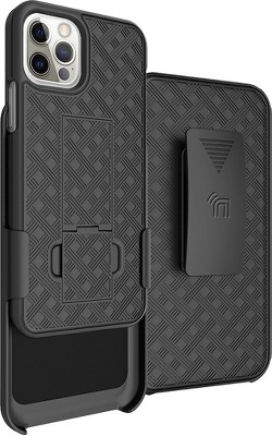 Nakedcellphone Case with Stand and Belt Clip Holster for iPhone 12 - Black