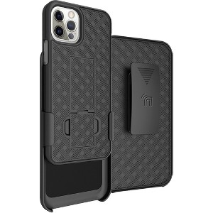 Nakedcellphone Case with Stand and Belt Clip Holster for iPhone 12 - Black - 1 of 4