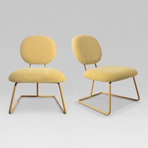 Art Leon Fabric Upholstered Armless Accent Chair with Colored Iron Legs, Set of 2 - 1 of 4