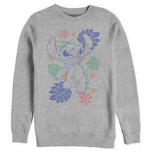 Men's Lilo & Stitch Colorful Tropical Flowers Sweatshirt - 1 of 4