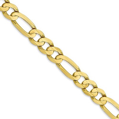 Black Bow Jewelry Men's 7.5mm, 10k Yellow Gold, Figaro Chain Necklace