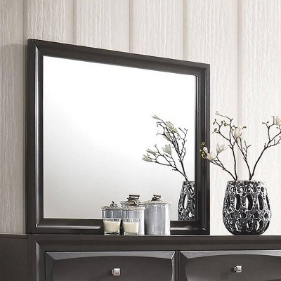 Antique Gray Rectangular Wood Framed Mirror