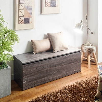 Vynxaria Dean Farmhouse Storage Bench in Rustic Gray