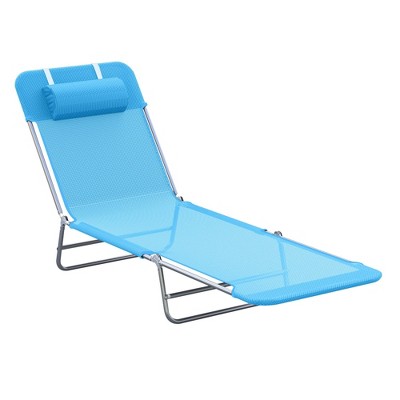 PAGED Folding Lawn Chair Camping Chair with Pillow Steel Frame, Breathable Mesh for Camping, Garden, Beach, Patio
