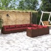 vidaXL Garden Lounge Set Poly Rattan Color: Brown, Cushion Color: Cinnamon Red - 2 of 4