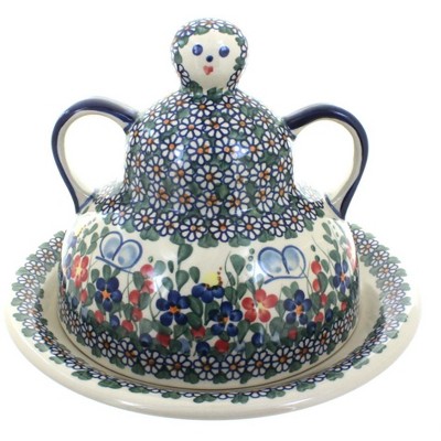 Blue Rose Polish Pottery Garden Butterfly Cheese Lady