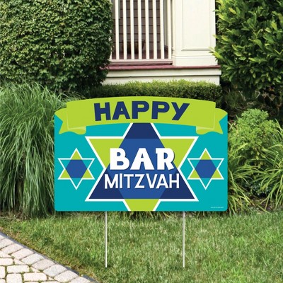 Big Dot of Happiness Blue Bar Mitzvah - Boy Party Yard Sign Lawn Decorations - Happy Bar Mitzvah Party Yardy Sign