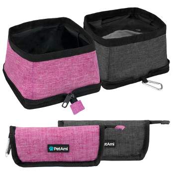 PetAmi Collapsible Dog Bowls 2 Pack, Food and Water Travel Set, Portable Pet Dish No Spill, Foldable Lightweight BPA Free Leakproof