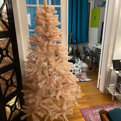 Costway 6ft Pink Christmas Tree Hinged Full Fir Tree Metal Metal Season ...