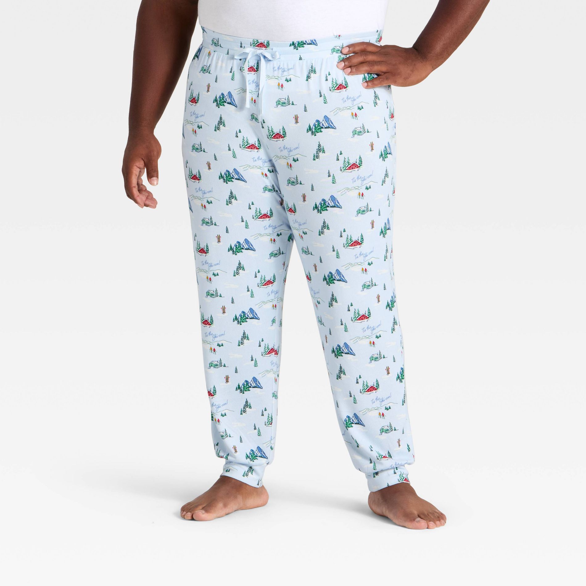 Men's "Tis the Ski-son!" Cozy Knit Holiday Matching Family Pajama Pants - Wondershop™ Blue
