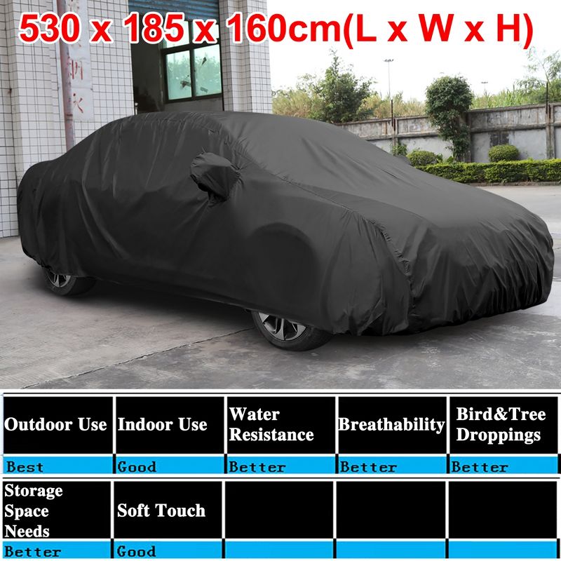 Unique Bargains Breathable Snowproof Waterproof Car Cover w Mirror Pocket, 3 of 11