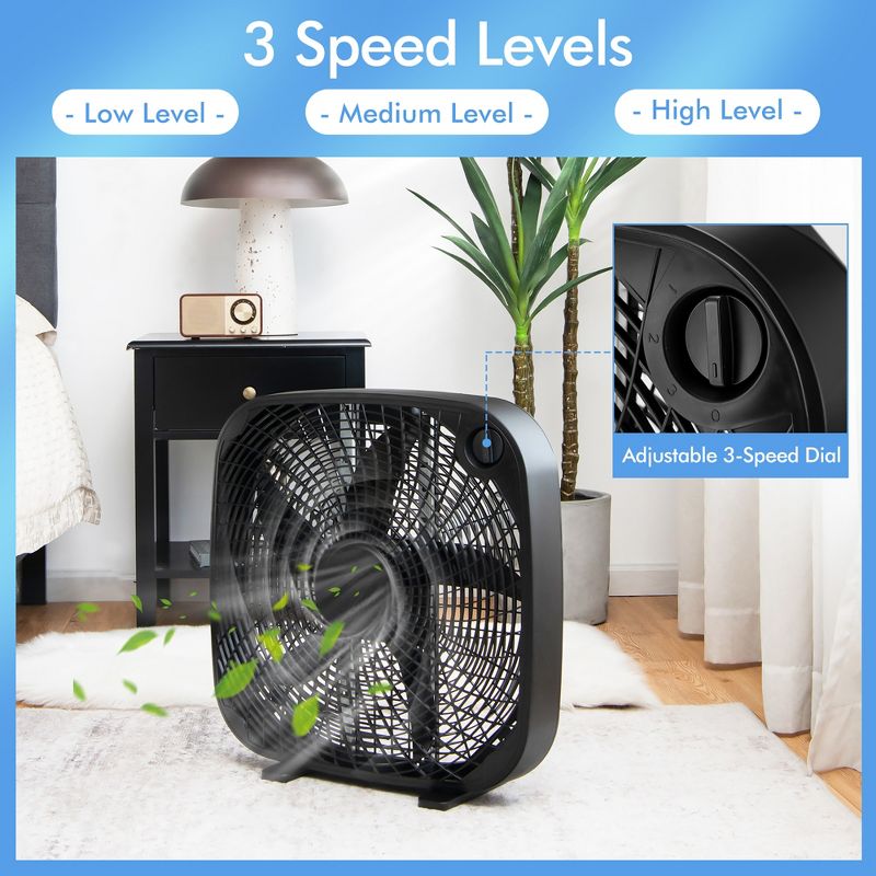 Tangkula 20" Box Fan with 3 Speed Settings, Window Fan for Full Force Air Circulation w/Control Knob ETL Listed Floor Fan for Home Office Tool Shed, 2 of 11
