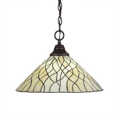 Toltec Lighting Any 1 - Light Pendant in  Dark Granite with 16" Sandhill Art Glass Shade