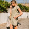 Amaryllis Women's Slub Knit Pocket T-Shirt Dress Short Sleeve Crew Neck Casual Loose Fit Knee Length Relaxed Dress Front Pocket - 2 of 4