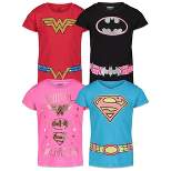 DC Comics Justice League Batgirl Supergirl Wonder Woman Girls 4 Pack T-Shirts Little Kid to Big Kid