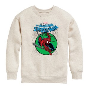 Boys' - Marvel - Spider-Man Green Circle Graphic Long Sleeve Fleece Sweatshirt - 1 of 4