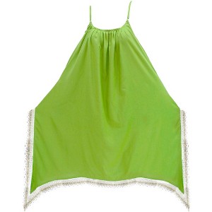 HAPPY BAY Women's Summer Vacation Beachwear Bathing Suit Holiday Swimwear Flowy Cover Ups Sleeveless Beach Dress for Women 16-18 Green Solid - 1 of 3