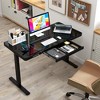 Costway 48" x 24" Whole-Piece Glass Standing Desk w/Drawers Writable Tempered Glass Top Black/White - 4 of 4