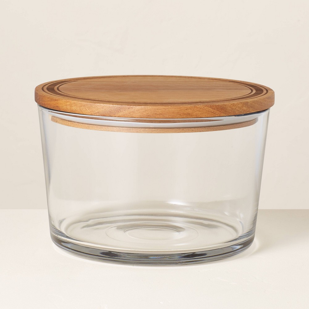 104oz Glass Serve Bowl with Wood Lid - Hearth & Hand™ with Magnolia