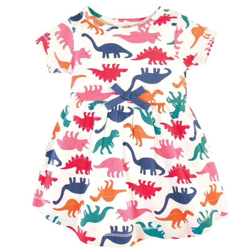 Touched by Nature Baby and Toddler Girl Organic Cotton Short-Sleeve Dresses 2pk, Dinosaurs, 4 of 5