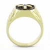 Slickblue Men's Cross Ring Stainless Steel, Gold Ion Plated with Clear Crystal, Solitaire Style, Sizes 8-13 - 3 of 4