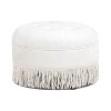 Airsurfer Compact Cream Ottoman Fringe Detailed Pouf Ottoman Versatile Accent Piece for Living Room Relaxation - 4 of 4