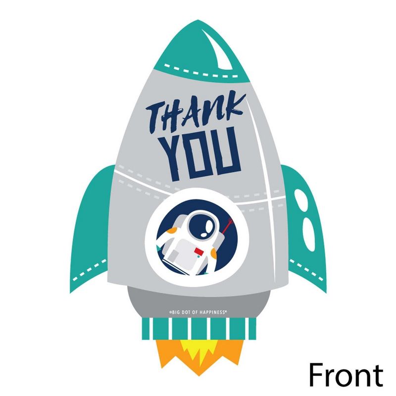 Big Dot of Happiness Blast Off to Outer Space - Shaped Thank You Cards - Rocket Ship Baby Shower Birthday Party Thank You Cards & Envelopes -Set of 12, 3 of 8
